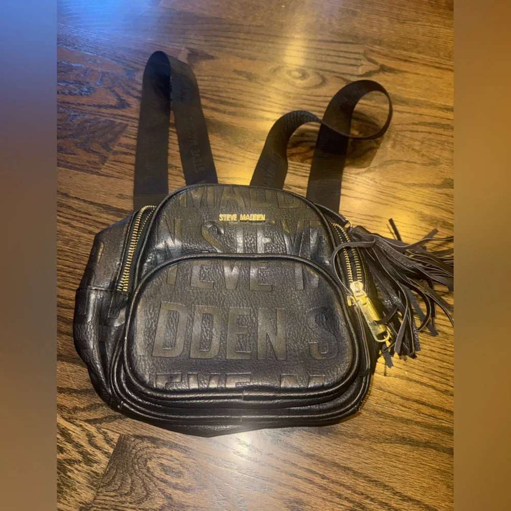 Steve Madden Black and Gold Accent Backpack
